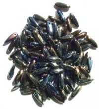 100 3x11mm Metallic Bronze AB Dagger Beads